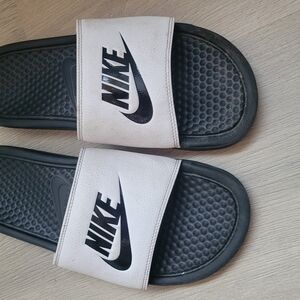 Nike Black and White Slide Sandals